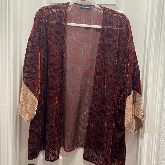 The Langford Line‎ Womens Velvet Burnout Kimono Jewel Tone Whimsygoth Witchy OS - Picture 1 of 6